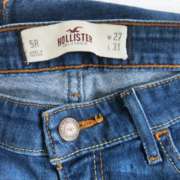 Hollister Distressed Skinny Straight Leg Low Rise Denim Jeans - Size 5R - Picture 5 of 6